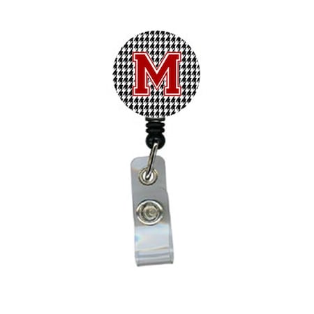 Teacher&Aposs Aid Houndstooth Black Initial M Monogram Initial Retractable Badge Reel Or Id Holder With Clip TE3440096